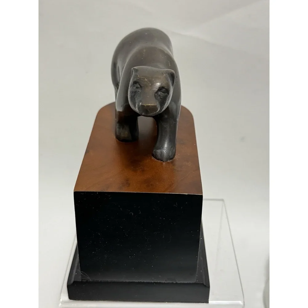 Vintage Wall Street Bookend Financial Market Office Decor Bear Side